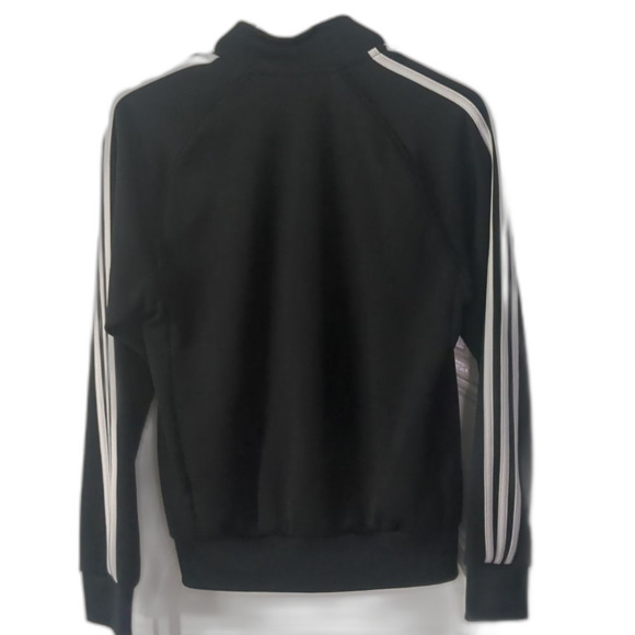 Adidas Black 3 Stripe Track Jacket Small Full Zip Front 2 Pockets Light Unisex - Picture 2 of 11